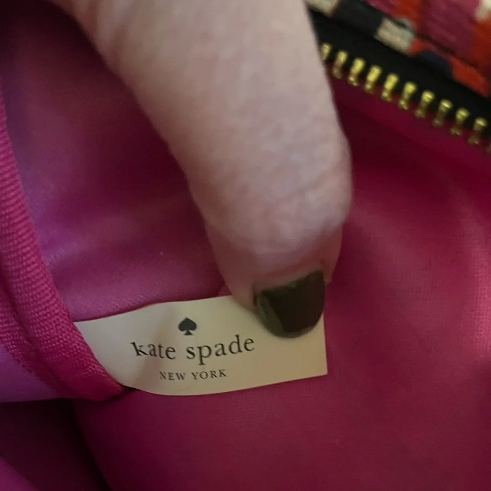 Kate Spade On Purpose Pink and Black Canvas Bow Clutch Wristlet - Picture 8 of 10